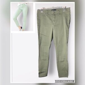 Gap Sage Green Cropped Skimmer Mid Rise Denim Leggings 5 Pockets Size 8